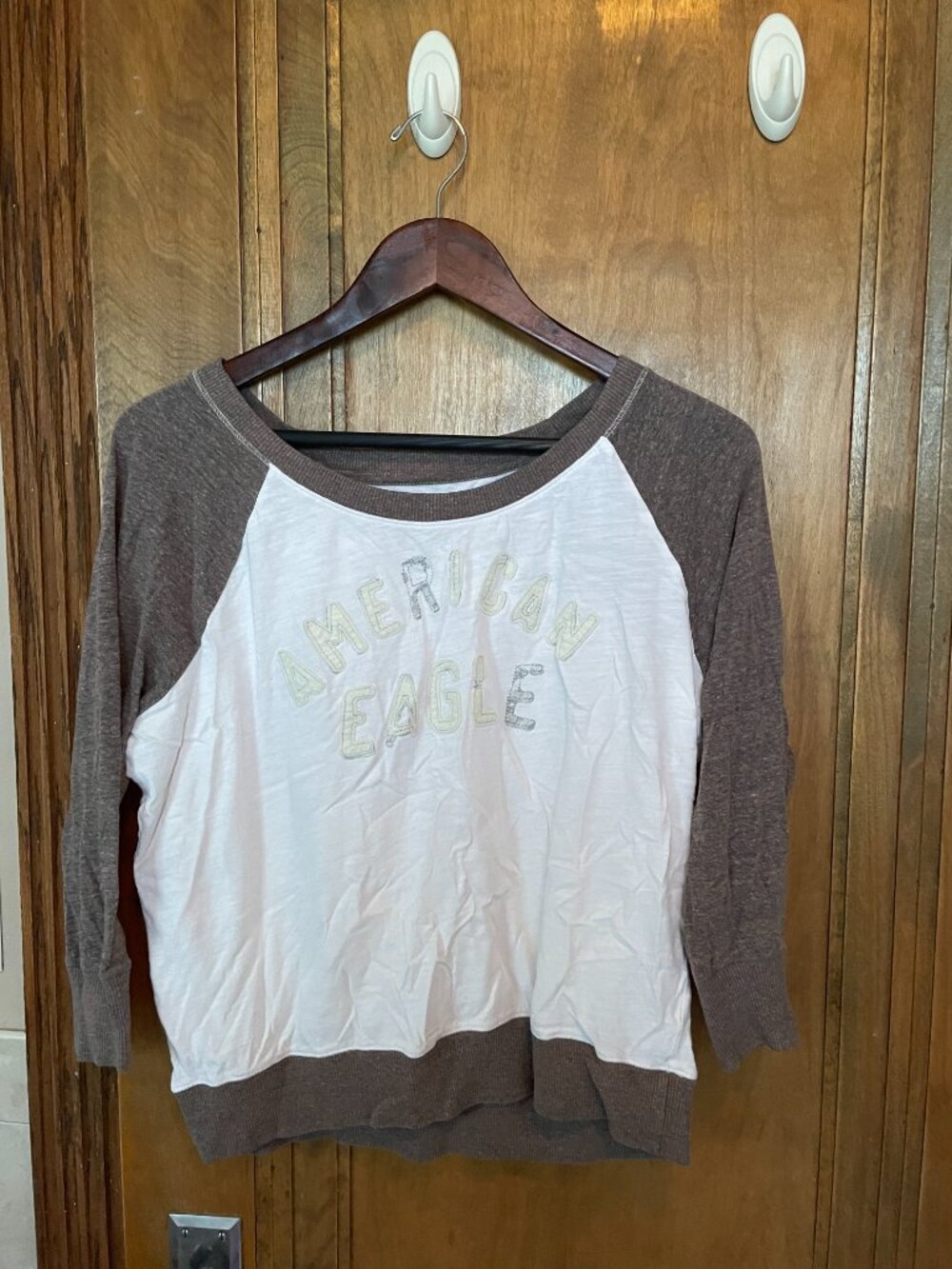 VTG American Eagle Outfitters Women's L Athletic 3/4 Sleeve Cotton T Shirt Y2K